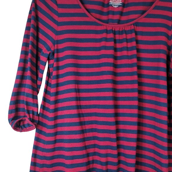 Sonoma Womens Striped Pullover Top Red Blue Medium Scoop Neck 3/4 Sleeve - Picture 4 of 6